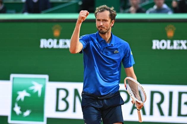 Rolex Monte-Carlo 2025 Masters 1000 - Day 4 Daniil Medvedev (RUS) during his second match at the Monaco Rolex Masters in Monte Carlo, on April, 9, 2025. Photo by Corinne Dubreuil ABACAPRESS.COM Monte-Carlo Monaco  Copyright: xDubreuilxCorinne ABACAx