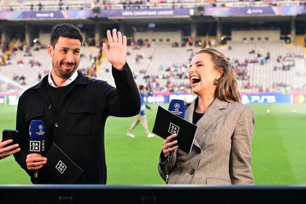 Laura Wontorra and Sami Khedira, FC Barcelona vs Borussia Dortmund, Football, Champions League, Quarterfinals, 09 04 2025 Barcelona Catalonia Spain Copyright: xkolbert-press MarcxNiemeyerx