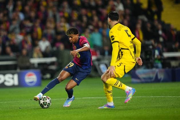 Barcelona, Spain, Season 2024 2025, UEFA Champions League, Quarter-Finals, first leg, FC Barcelona, Barca v Borussia Dortmund, Lluis Companys Stadium, 9 April 2025 Copyright: xBaguxBlancox xPressinphotox