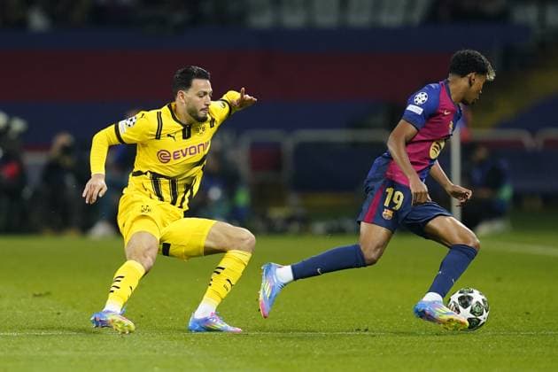Barcelona, Spain, Season 2024 2025, UEFA Champions League, Quarter-Finals, first leg, FC Barcelona, Barca v Borussia Dortmund, Lluis Companys Stadium, 9 April 2025 Copyright: xSergioxRuizx xPressinphotox