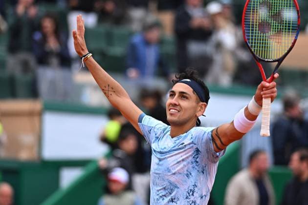 Rolex Monte-Carlo 2025 Masters 1000 - Day 4 Alejandro Tabilo (ARG) during his second match at the Monaco Rolex Masters in Monte Carlo, on April, 9, 2025. Photo by Corinne Dubreuil ABACAPRESS.COM Monte-Carlo Monaco  Copyright: xDubreuilxCorinne ABACAx
