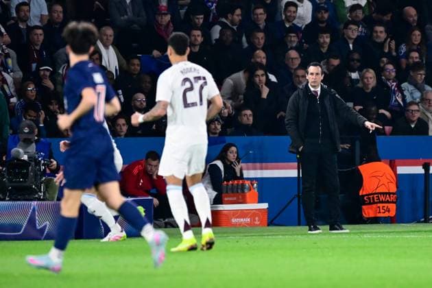 FOOTBALL : PSG vs Aston Villa - Ligue des Champions - 09 04 2025 Unai Emery ( coach Aston Villa ) during the UEFA Champions League match between Paris Saint Germain and Aston Villa FC at Parc Des Princes on April 09 , 2025 in Paris, France. ( Photo by Dante Badano PsnewZ ) - ParisFrance  Copyright: xDantexBadanox