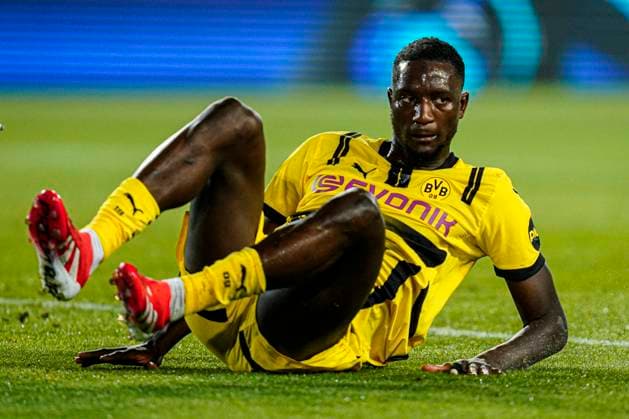 ESP: FC Barcelona, Barca v Borussia Dortmund. UEFA Champions League match. Quarter-Finals, firs leg Serhou Guirassy of Borussia Dortmund during the UEFA Champions League match, Quarter-Finals, firs leg, between FC Barcelona and Borussia Dortmund played at Lluis Companys Stadium on April 9 2025 in Barcelona Spain. kpng Copyright: xSergioxRuizx xImagox PS_250409_BAR_DOR_024