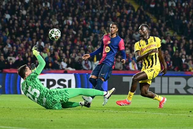 Serhou Guirassy 9 Borussia Dortmund , FC Barcelona vs Borussia Dortmund, Football, Champions League, Quarter-final, 09 04 2025 Barcelona Catalonia Spain Copyright: xkolbert-press MarcxNiemeyerx