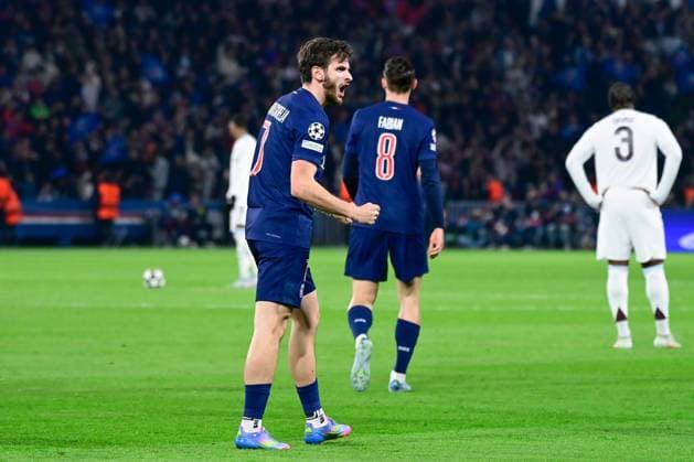 FOOTBALL : PSG vs Aston Villa - Ligue des Champions - 09 04 2025 Khvicha Kvaratskhelia ( 7 - PSG ) celebrates after scoring during the UEFA Champions League match between Paris Saint Germain and Aston Villa FC at Parc Des Princes on April 09 , 2025 in Paris, France. ( Photo by Dante Badano PsnewZ ) - ParisFrance  Copyright: xDantexBadanox