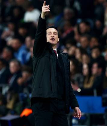 Aston Villa Manager Unai Emery. Paris Saint-Germain v Aston Villa, UEFA Champions League, Quarter-Finals, 1st Leg, Football, Parc des Princes, Paris, France - 09 Apr 2025 EDITORIAL USE ONLY No use with unauthorised audio, video, data, fixture lists, club league logos or live services. Online in-match use limited to 120 images, no video emulation. No use in betting, games or single club league player publications.  Copyright: xJamesxMarsh Shutterstockx 15243606cg