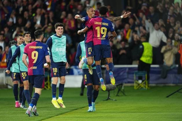 Barcelona, Spain, Season 2024 2025, UEFA Champions League, Quarter-Finals, first leg, FC Barcelona, Barca v Borussia Dortmund, Lluis Companys Stadium, 9 April 2025 Copyright: xBaguxBlancox xPressinphotox