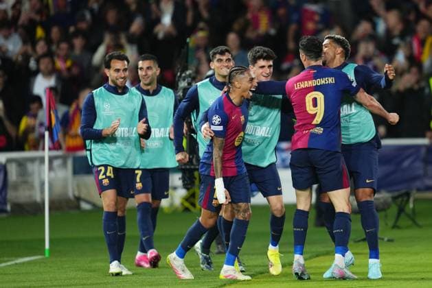 Barcelona, Spain, Season 2024 2025, UEFA Champions League, Quarter-Finals, first leg, FC Barcelona, Barca v Borussia Dortmund, Lluis Companys Stadium, 9 April 2025 Copyright: xBaguxBlancox xPressinphotox