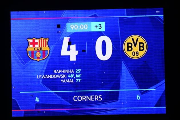 Sport Bilder des Tages Barcelona, Spain, Season 2024 2025, UEFA Champions League, Quarter-Finals, first leg, FC Barcelona, Barca v Borussia Dortmund, Lluis Companys Stadium, 9 April 2025 Copyright: xSergioxRuizx xPressinphotox