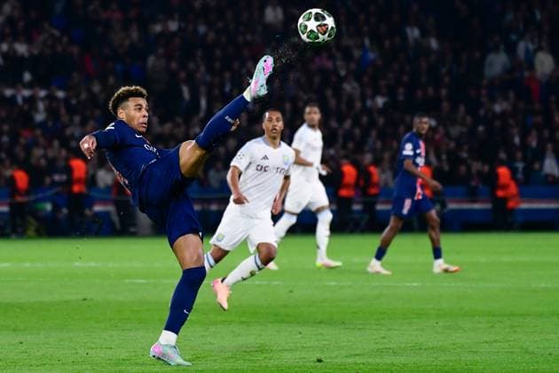 FOOTBALL : PSG vs Aston Villa - Ligue des Champions - 09 04 2025 Desire Doue ( 14 - PSG ) during the UEFA Champions League match between Paris Saint Germain and Aston Villa FC at Parc Des Princes on April 09 , 2025 in Paris, France. ( Photo by Dante Badano PsnewZ ) - ParisFrance  Copyright: xDantexBadanox