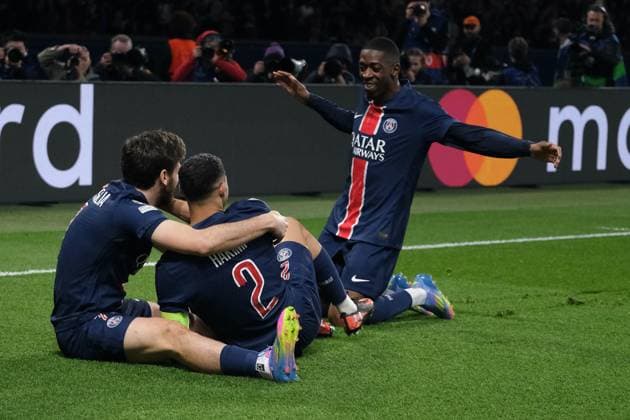 April 10, 2025, Paris, France: Joy of Paris SG players after their goal during the UEFA Champions League Quarter-finals 1st leg between Paris Saint Germain and Aston Villa at the Parc des Princes Stadium - Paris - France ..PSG won 3:1 Paris France - ZUMAp119 20250410_zaf_p119_011 Copyright: xPierrexSteveninx