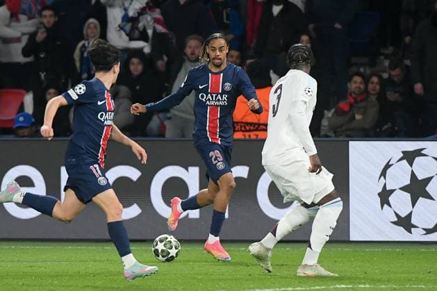 FOOTBALL : Paris Saint-Germain vs Aston Villa - Ligue des Champions - 09 04 2025 Bradley Barcola - PSG vs Aston Villa, Ligue des champions, Parc des Princes, Paris, France, on April 9, 2025. 09 04 2025-Paris, FRANCE. PARISFrance  Copyright: xLIONELxURMANx