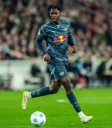 Leipzigs El Chadaille Bitshiabu Football DFB Cup, semi-final VfB Stuttgart RB Leipzig 3 1 2 April 2025 MHP Arena Stuttgart VfB Stuttgart RB Leipzig 3 1