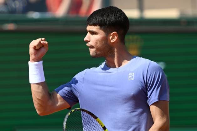 CARLOS ALCARAZ, Spagna, Monte Carlo Masters 2025, Altmaier vs Alcaraz 3-6 1-6 , 10-04-2025, Esultanza, celebration, Jubel TENNIS MONTE CARLO MASTERS 2025