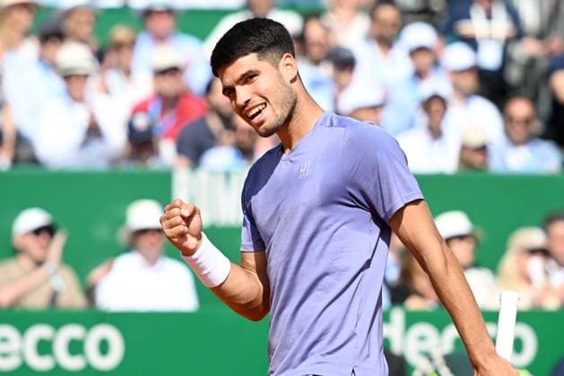 CARLOS ALCARAZ, Spagna, Monte Carlo Masters 2025, Altmaier vs Alcaraz 3-6 1-6 , 10-04-2025, Esultanza, celebration, Jubel TENNIS MONTE CARLO MASTERS 2025