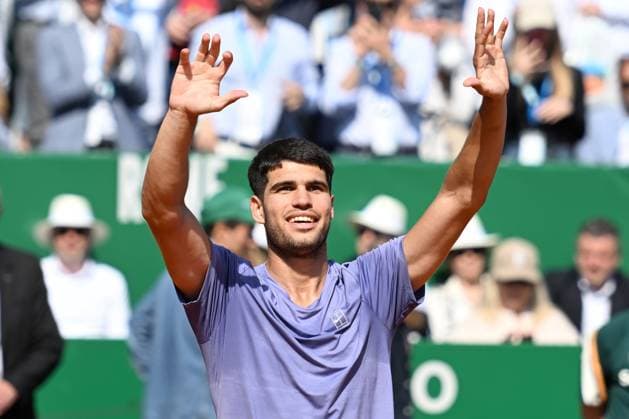 CARLOS ALCARAZ, Spagna, Monte Carlo Masters 2025, Altmaier vs Alcaraz 3-6 1-6 , 10-04-2025, Esultanza, celebration, Jubel TENNIS MONTE CARLO MASTERS 2025