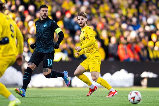 250410 Ole Didrik Blomberg of Bodo Glimt during the UEFA Europa League quarter final football match between Bodo Glimt and Lazio on April 10, 2025 in Bodo Photo Marius Simensen BILDBYRAN COP 238 bbeng bodo bodo glimt football fotball fotboll kvartfinale lazio quarter final soccer uefa europa league  Copyright: MARIUSxSIMENSEN BB250410BB545