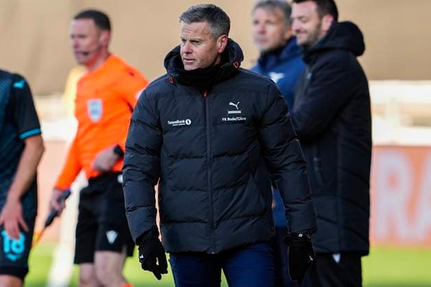 UEFA Europa League 24 25, quarterfinal, 1 match, Bodo Glimt Lazio Bodo 20250410 Bodo Glimts coach Kjetil Knutsen during the first UEFA Europa League quarterfinal match between Bodo Glimt and Lazio at Aspmyra Stadium in Bodo Photo Lise Aserud NTB Bodo Norway EDITORIAL USE ONLY RESTRICTED USE FOR BETTING COMPANIES  Copyright: xLisexAserudx xNTBx