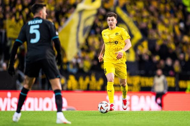 250410 Jostein Gundersen of Bodo Glimt during the UEFA Europa League quarter final football match between Bodo Glimt and Lazio on April 10, 2025 in Bodo Photo Marius Simensen BILDBYRAN COP 238 bbeng bodo bodo glimt football fotball fotboll kvartfinale lazio quarter final soccer uefa europa league  Copyright: MARIUSxSIMENSEN BB250410BB751