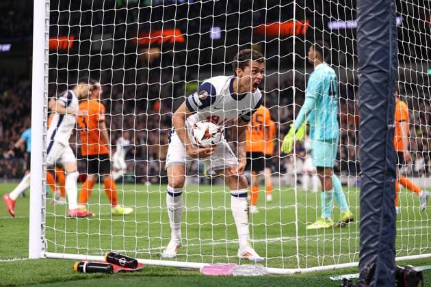 Tottenham Hotspur gegen Eintracht Frankfurt 10. April 2025, London UEFA Europa League Viertelfinale Hinspiel Tottenham Hotspur gegen Eintracht Frankfurt Brennan Johnson von Tottenham Hotspur feiert sein Tor Foto Jacques Feeney Abseits London UK  Copyright: xJacquesxFeeneyx xOffsidexOffside