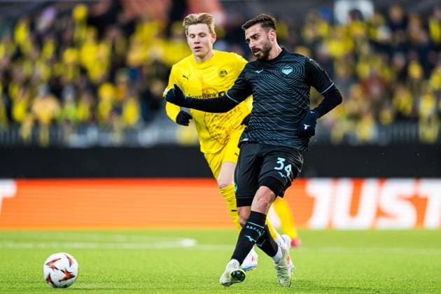 250410 Mario Gila of Lazio during the UEFA Europa League quarter final football match between Bodo Glimt and Lazio on April 10, 2025 in Bodo Photo Marius Simensen BILDBYRAN COP 238 bbeng bodo bodo glimt football fotball fotboll kvartfinale lazio quarter final soccer uefa europa league  Copyright: MARIUSxSIMENSEN BB250410ZG016