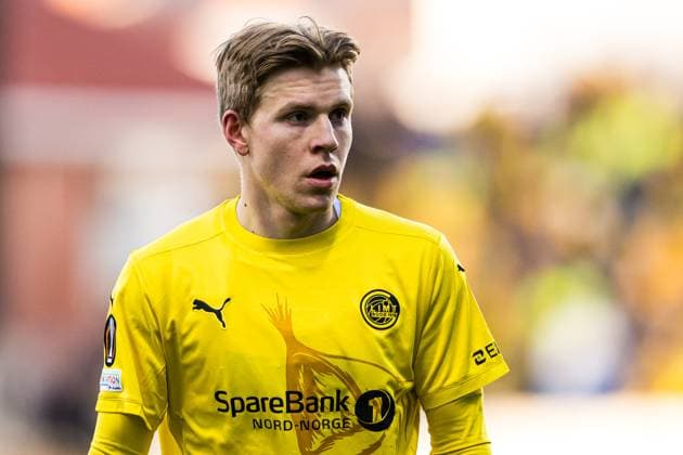 250410 Jens Petter Hauge of Bodo Glimt during the UEFA Europa League quarter final football match between Bodo Glimt and Lazio on April 10, 2025 in Bodo Photo Marius Simensen BILDBYRAN COP 238 bbeng bodo bodo glimt football fotball fotboll kvartfinale lazio quarter final soccer uefa europa league  Copyright: MARIUSxSIMENSEN BB250410ZD018