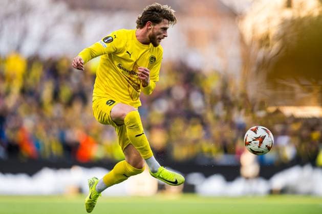 250410 Kasper Hogh of Bodo Glimt during the UEFA Europa League quarter final football match between Bodo Glimt and Lazio on April 10, 2025 in Bodo Photo Marius Simensen BILDBYRAN COP 238 bbeng bodo bodo glimt football fotball fotboll kvartfinale lazio quarter final soccer uefa europa league  Copyright: MARIUSxSIMENSEN BB250410ZP016