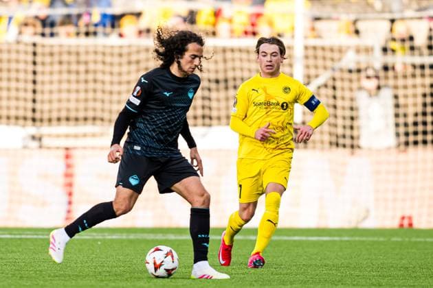 250410 MattÃ o Guendouzi of Lazio during the UEFA Europa League quarter final football match between Bodo Glimt and Lazio on April 10, 2025 in Bodo Photo Marius Simensen BILDBYRAN COP 238 bbeng bodo bodo glimt football fotball fotboll kvartfinale lazio quarter final soccer uefa europa league  Copyright: MARIUSxSIMENSEN BB250410ZL016