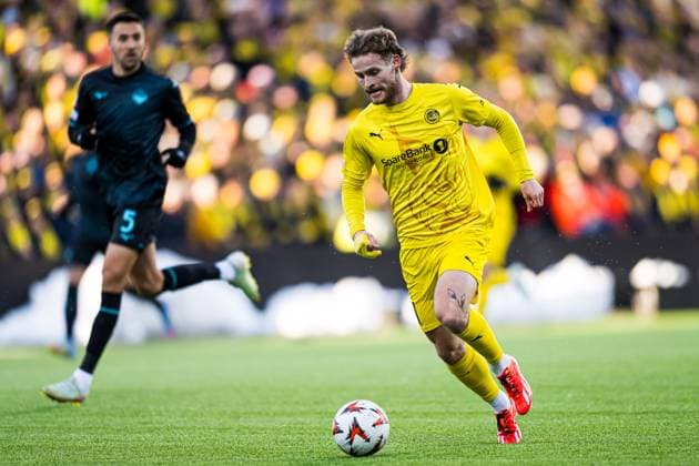 250410 Ole Didrik Blomberg of Bodo Glimt during the UEFA Europa League quarter final football match between Bodo Glimt and Lazio on April 10, 2025 in Bodo Photo Marius Simensen BILDBYRAN COP 238 bbeng bodo bodo glimt football fotball fotboll kvartfinale lazio quarter final soccer uefa europa league  Copyright: MARIUSxSIMENSEN BB250410ZM018