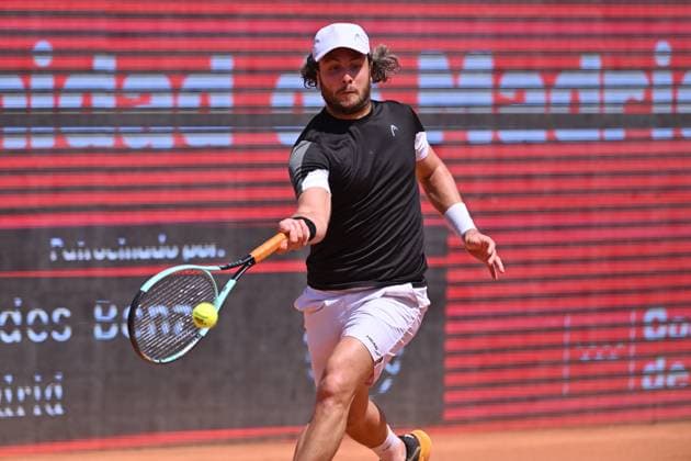April 10, 2025, Madrid, Madrid, Spain: MARCO TRUNGELLITI (ARG) playing the round of 8 match of the Grand Prix by Mercedes-Benz Open Comunidad de Madrid, at the Club de Campo Villa de Madrid on April 9, 2025. Madrid Spain - ZUMAc312 20250410_zsp_c312_010 Copyright: xOscarxManuelxSanchezx