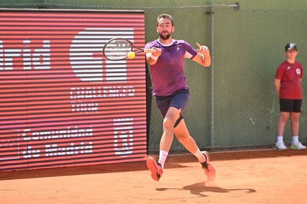 April 10, 2025, Madrid, Madrid, Spain: MARIN CILIC (CRO) playing the round of 8 match of the Grand Prix by Mercedes-Benz Open Comunidad de Madrid, at the Club de Campo Villa de Madrid on April 9, 2025. Madrid Spain - ZUMAc312 20250410_zsp_c312_011 Copyright: xOscarxManuelxSanchezx
