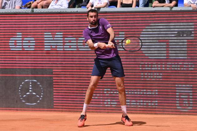 April 10, 2025, Madrid, Madrid, Spain: MARIN CILIC (CRO) playing the round of 8 match of the Grand Prix by Mercedes-Benz Open Comunidad de Madrid, at the Club de Campo Villa de Madrid on April 9, 2025. Madrid Spain - ZUMAc312 20250410_zsp_c312_027 Copyright: xOscarxManuelxSanchezx