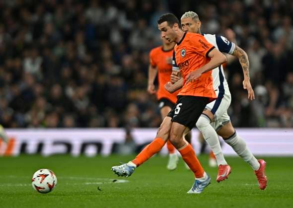 Tottenham Hotspur V Eintracht Frankfurt, Europa League. Ellyes Skhiri (Frankfurt) during the Tottenham Hotspur V Eintracht Frankfurt UEFA Europa Conference League quarter-final match at the Tottenham Hotspur Stadium, London. Tottenham Tottenham Hotspur Stadium UK Copyright: xMartinxDaltonx Spurs_v_Frankfurt_100425_MD_061