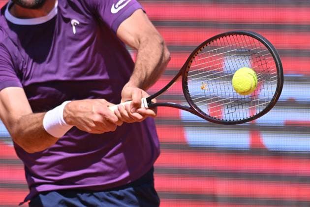 April 10, 2025, Madrid, Madrid, Spain: MARIN CILIC (CRO) playing the round of 8 match of the Grand Prix by Mercedes-Benz Open Comunidad de Madrid, at the Club de Campo Villa de Madrid on April 9, 2025. Madrid Spain - ZUMAc312 20250410_zsp_c312_037 Copyright: xOscarxManuelxSanchezx