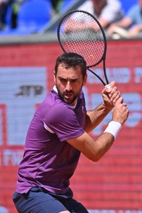 April 10, 2025, Madrid, Madrid, Spain: MARIN CILIC (CRO) playing the round of 8 match of the Grand Prix by Mercedes-Benz Open Comunidad de Madrid, at the Club de Campo Villa de Madrid on April 9, 2025. Madrid Spain - ZUMAc312 20250410_zsp_c312_051 Copyright: xOscarxManuelxSanchezx