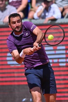 April 10, 2025, Madrid, Madrid, Spain: MARIN CILIC (CRO) playing the round of 8 match of the Grand Prix by Mercedes-Benz Open Comunidad de Madrid, at the Club de Campo Villa de Madrid on April 9, 2025. Madrid Spain - ZUMAc312 20250410_zsp_c312_055 Copyright: xOscarxManuelxSanchezx
