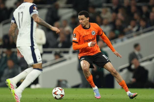 London, England, April 10th 2025: Hugo Ekitike of Eintracht Frankfurt during the UEFA Europa League match between Tottenham Hotspur and Eintracht Frankfurt at Tottenham Hotspur Stadium in London, England (Alexander Canillas SPP) Copyright: xAlexanderxCanillas SPPx spp-en-AlCa-9U2A9348