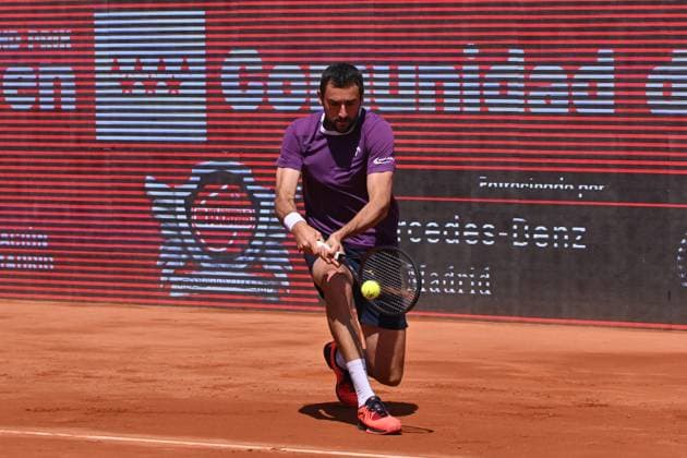 April 10, 2025, Madrid, Madrid, Spain: MARIN CILIC (CRO) playing the round of 8 match of the Grand Prix by Mercedes-Benz Open Comunidad de Madrid, at the Club de Campo Villa de Madrid on April 9, 2025. Madrid Spain - ZUMAc312 20250410_zsp_c312_074 Copyright: xOscarxManuelxSanchezx