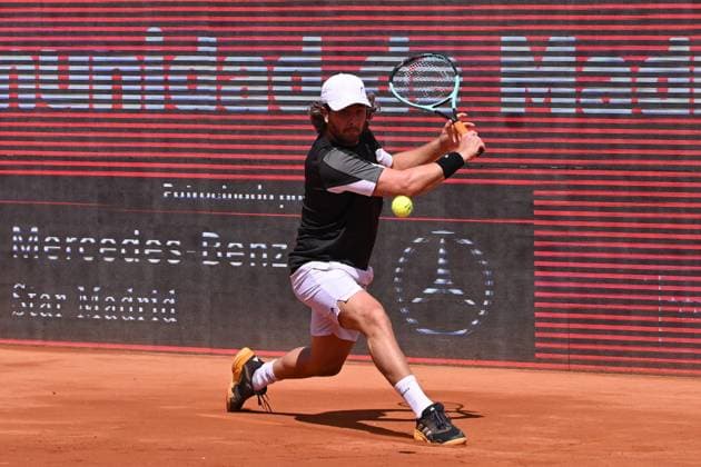 April 10, 2025, Madrid, Madrid, Spain: MARCO TRUNGELLITI (ARG) playing the round of 8 match of the Grand Prix by Mercedes-Benz Open Comunidad de Madrid, at the Club de Campo Villa de Madrid on April 9, 2025. Madrid Spain - ZUMAc312 20250410_zsp_c312_077 Copyright: xOscarxManuelxSanchezx