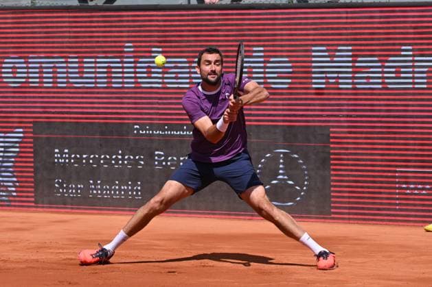 April 10, 2025, Madrid, Madrid, Spain: MARIN CILIC (CRO) playing the round of 8 match of the Grand Prix by Mercedes-Benz Open Comunidad de Madrid, at the Club de Campo Villa de Madrid on April 9, 2025. Madrid Spain - ZUMAc312 20250410_zsp_c312_078 Copyright: xOscarxManuelxSanchezx