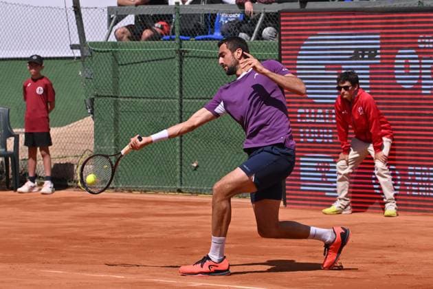 April 10, 2025, Madrid, Madrid, Spain: MARIN CILIC (CRO) playing the round of 8 match of the Grand Prix by Mercedes-Benz Open Comunidad de Madrid, at the Club de Campo Villa de Madrid on April 9, 2025. Madrid Spain - ZUMAc312 20250410_zsp_c312_084 Copyright: xOscarxManuelxSanchezx