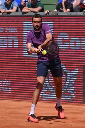 April 10, 2025, Madrid, Madrid, Spain: MARIN CILIC (CRO) playing the round of 8 match of the Grand Prix by Mercedes-Benz Open Comunidad de Madrid, at the Club de Campo Villa de Madrid on April 9, 2025. Madrid Spain - ZUMAc312 20250410_zsp_c312_085 Copyright: xOscarxManuelxSanchezx