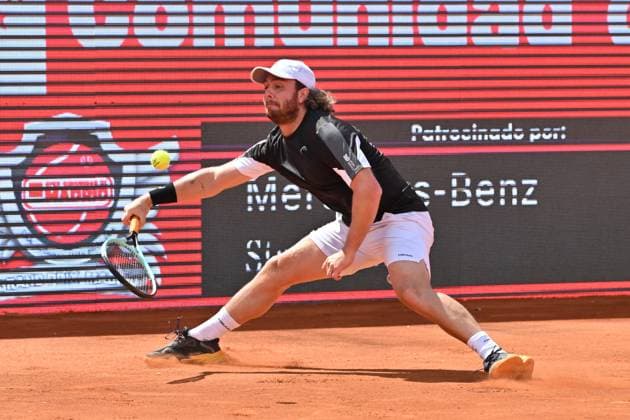 April 10, 2025, Madrid, Madrid, Spain: MARCO TRUNGELLITI (ARG) playing the round of 8 match of the Grand Prix by Mercedes-Benz Open Comunidad de Madrid, at the Club de Campo Villa de Madrid on April 9, 2025. Madrid Spain - ZUMAc312 20250410_zsp_c312_096 Copyright: xOscarxManuelxSanchezx