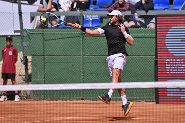 April 10, 2025, Madrid, Madrid, Spain: MARCO TRUNGELLITI (ARG) playing the round of 8 match of the Grand Prix by Mercedes-Benz Open Comunidad de Madrid, at the Club de Campo Villa de Madrid on April 9, 2025. Madrid Spain - ZUMAc312 20250410_zsp_c312_036 Copyright: xOscarxManuelxSanchezx