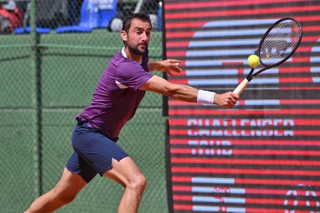 April 10, 2025, Madrid, Madrid, Spain: MARIN CILIC (CRO) playing the round of 8 match of the Grand Prix by Mercedes-Benz Open Comunidad de Madrid, at the Club de Campo Villa de Madrid on April 9, 2025. Madrid Spain - ZUMAc312 20250410_zsp_c312_042 Copyright: xOscarxManuelxSanchezx