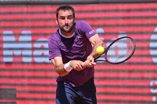 April 10, 2025, Madrid, Madrid, Spain: MARIN CILIC (CRO) playing the round of 8 match of the Grand Prix by Mercedes-Benz Open Comunidad de Madrid, at the Club de Campo Villa de Madrid on April 9, 2025. Madrid Spain - ZUMAc312 20250410_zsp_c312_047 Copyright: xOscarxManuelxSanchezx