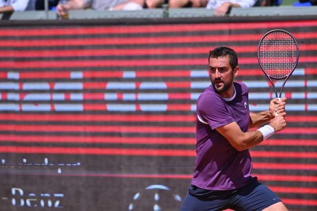 April 10, 2025, Madrid, Madrid, Spain: MARIN CILIC (CRO) playing the round of 8 match of the Grand Prix by Mercedes-Benz Open Comunidad de Madrid, at the Club de Campo Villa de Madrid on April 9, 2025. Madrid Spain - ZUMAc312 20250410_zsp_c312_048 Copyright: xOscarxManuelxSanchezx