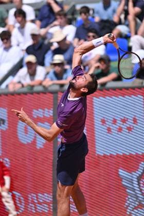 April 10, 2025, Madrid, Madrid, Spain: MARIN CILIC (CRO) playing the round of 8 match of the Grand Prix by Mercedes-Benz Open Comunidad de Madrid, at the Club de Campo Villa de Madrid on April 9, 2025. Madrid Spain - ZUMAc312 20250410_zsp_c312_049 Copyright: xOscarxManuelxSanchezx