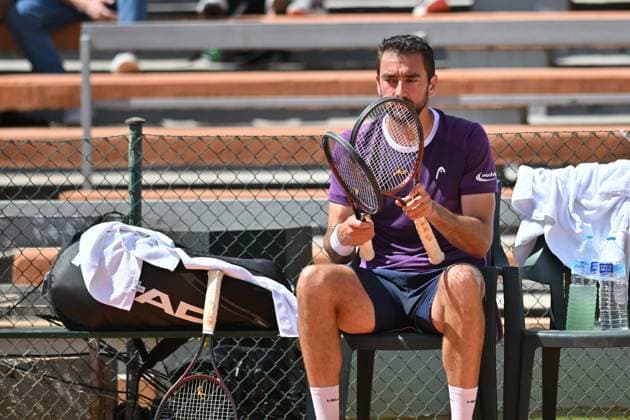 April 10, 2025, Madrid, Madrid, Spain: MARIN CILIC (CRO) playing the round of 8 match of the Grand Prix by Mercedes-Benz Open Comunidad de Madrid, at the Club de Campo Villa de Madrid on April 9, 2025. Madrid Spain - ZUMAc312 20250410_zsp_c312_056 Copyright: xOscarxManuelxSanchezx