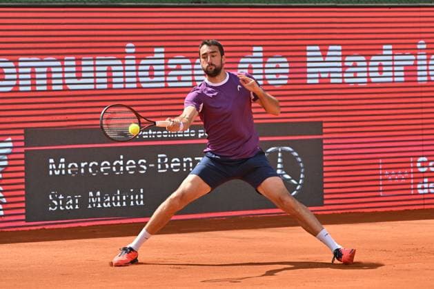 April 10, 2025, Madrid, Madrid, Spain: MARIN CILIC (CRO) playing the round of 8 match of the Grand Prix by Mercedes-Benz Open Comunidad de Madrid, at the Club de Campo Villa de Madrid on April 9, 2025. Madrid Spain - ZUMAc312 20250410_zsp_c312_065 Copyright: xOscarxManuelxSanchezx
